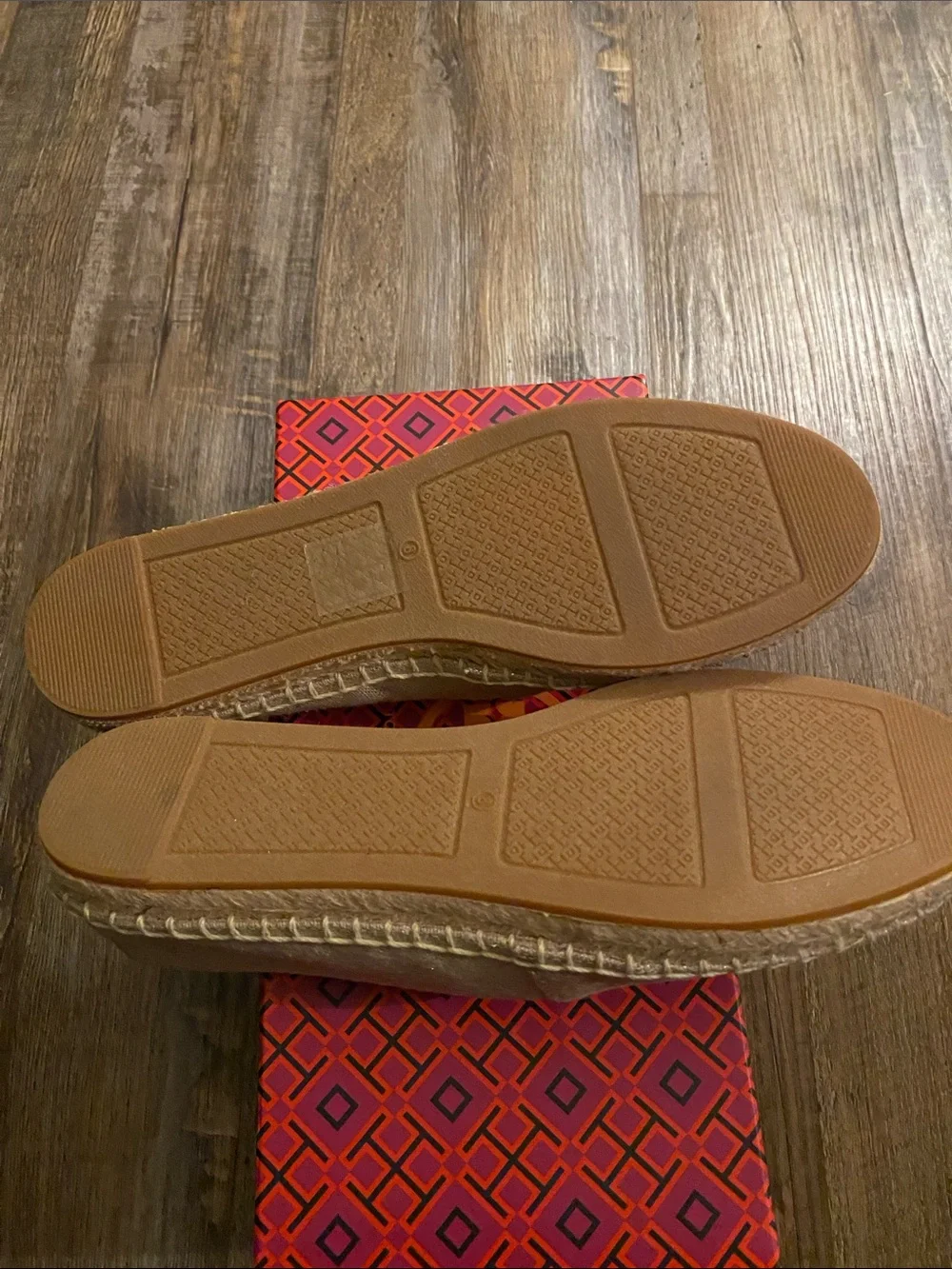 Tory Burch Beige Canvas Logo Espadrille Flats
